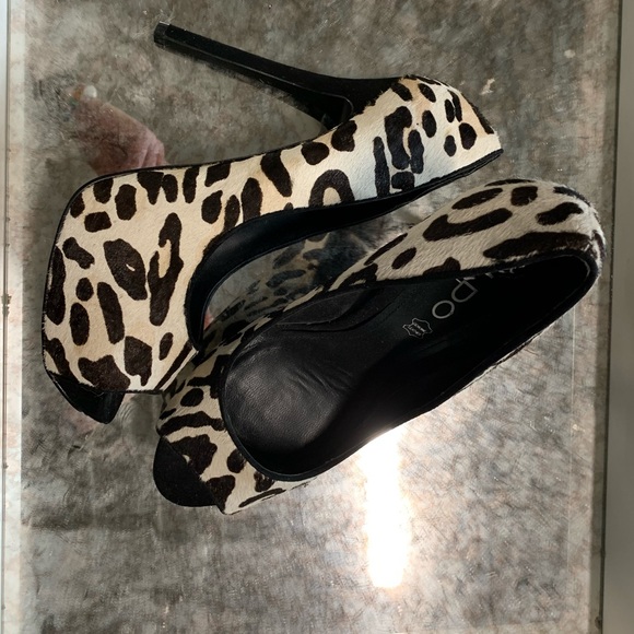 Aldo fur leopard peep toe pumps - Picture 2 of 3